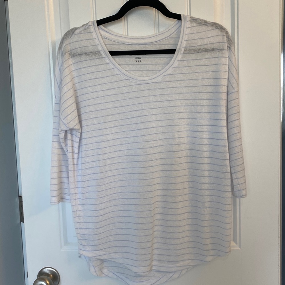 Dolman style XXS LOFT white with pale blue stripes